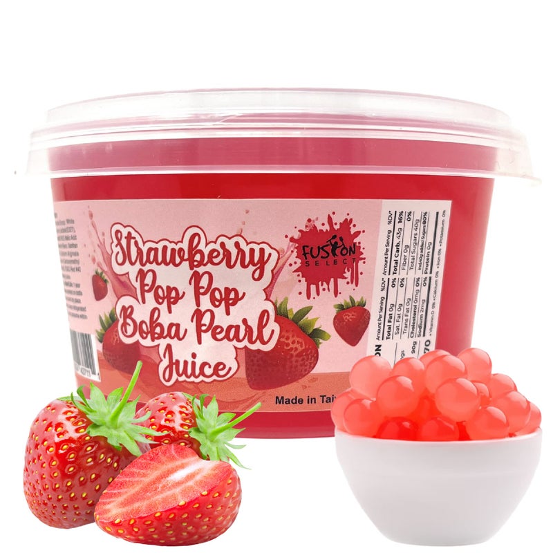 Fusion Select Strawberry Popping Boba Pearls Bursting Boba For Fruit Tea Dessert Toppings 450 Grams - Image 1